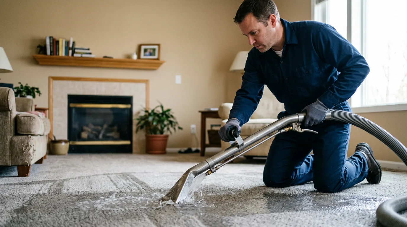 Water damage restoration technician working near Dema, KY